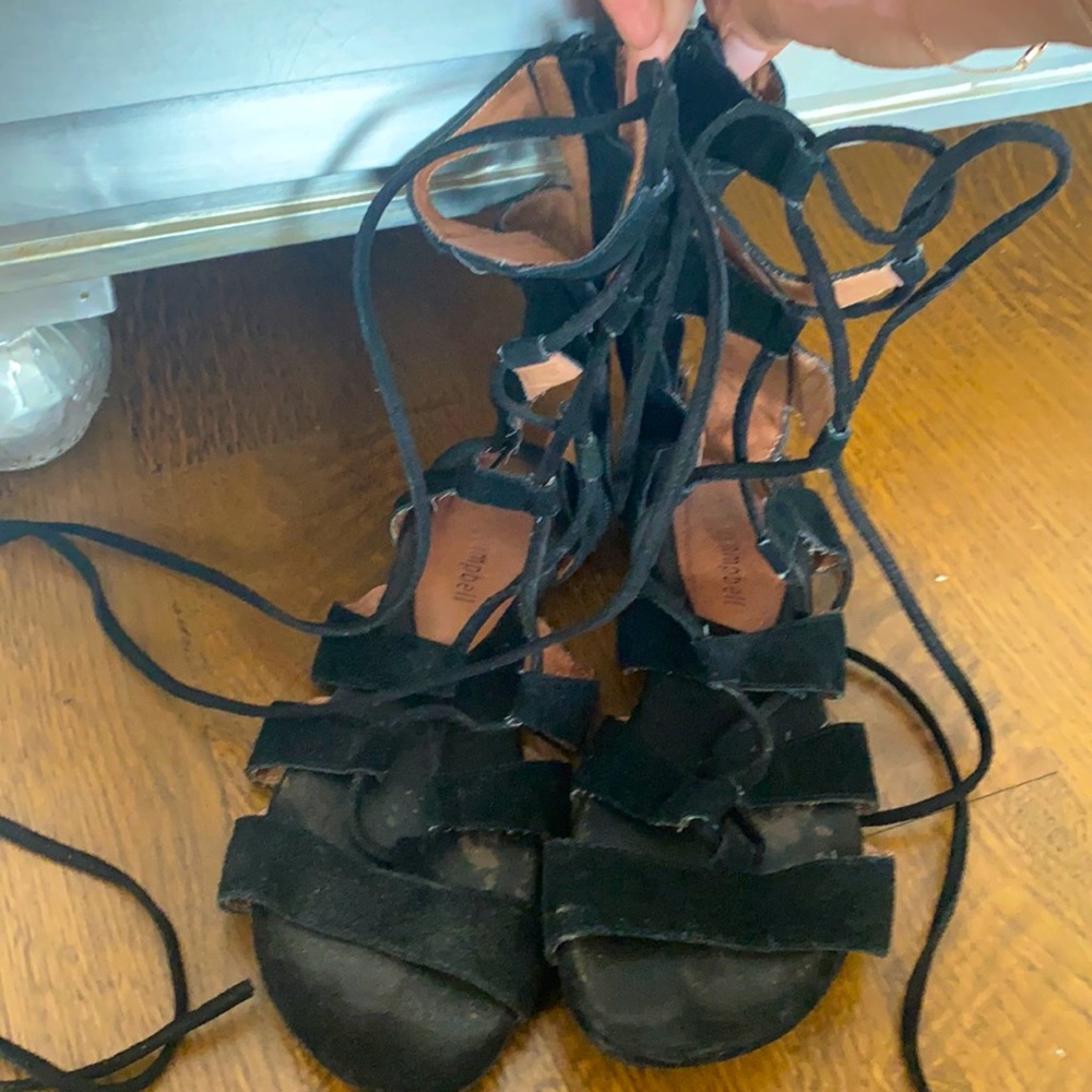 Jeffrey Campbell black suede gladiator flat sandal